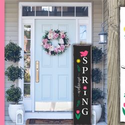 Welcome Spring Porch Sign. Seasonal Vertical Front Sign SVG