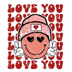 love you png, smiley face png, valentines day png, retro valentine png