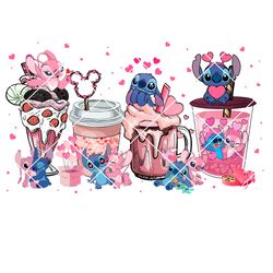 lilo and angel latte drink png, happy valentines day png, valentine coffee png