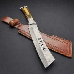 custom hand forged, damascus steel machete 20 inches, tapanga machete, battle ready machete, with sheath gifts for him