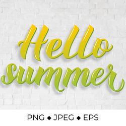 hello summer calligraphy lettering sublimation design