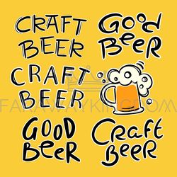 BEER RELATED LETTERING Craft Product Vector Illustration Set