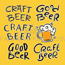 beer related lettering craft product vector illustration set