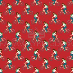 bike girl flat style seamless pattern vector illustration