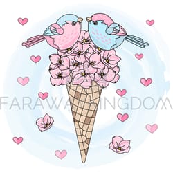 bird bouquet valentine day holiday vector illustration set