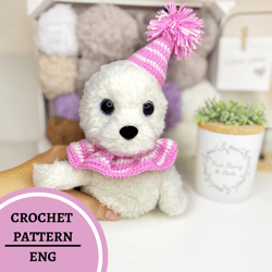 Crochet teddy seal pattern. Amigurumi plush seal patterns animals PDF