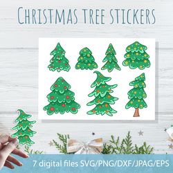 Christmas tree stickers set SVG/PNG