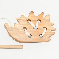 wooden lacing little hedgehog montessori toy, educational toy, learning toy