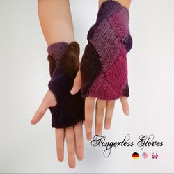 Fingerless Gloves. Rhombuses. Crochet pattern
