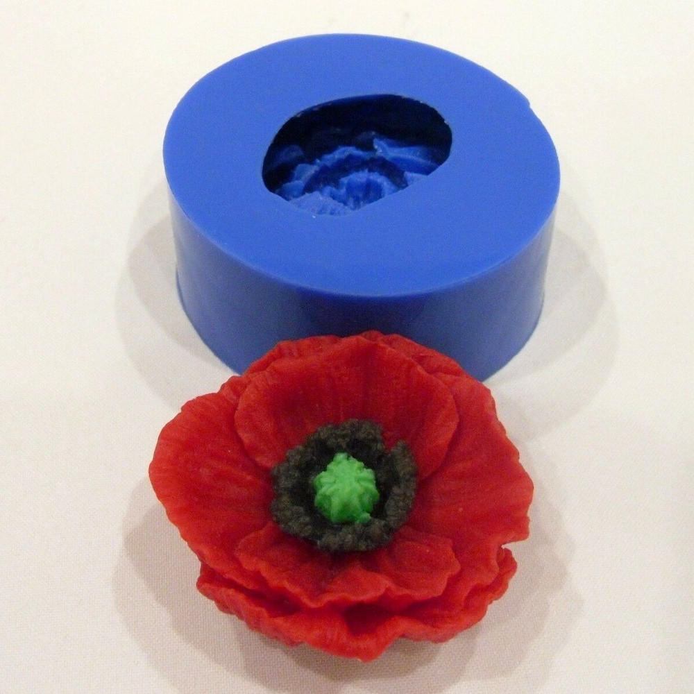 Poppy flower soap and silicone mold