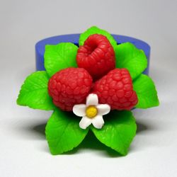 Raspberry on leaves - silicone mold