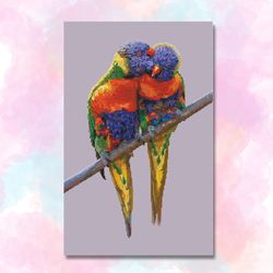 Parrots in love Cross stitch pattern