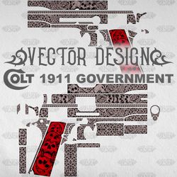 VECTOR DESIGN Colt 1911 government "Skulls and scrolls"