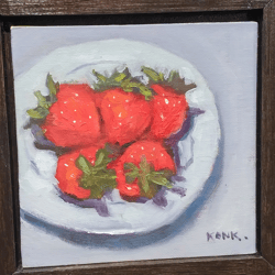 Original Oil Painting Strawberry 5 Wall Art Still Life Bright Color Kitchen Decoration Gift to Mom