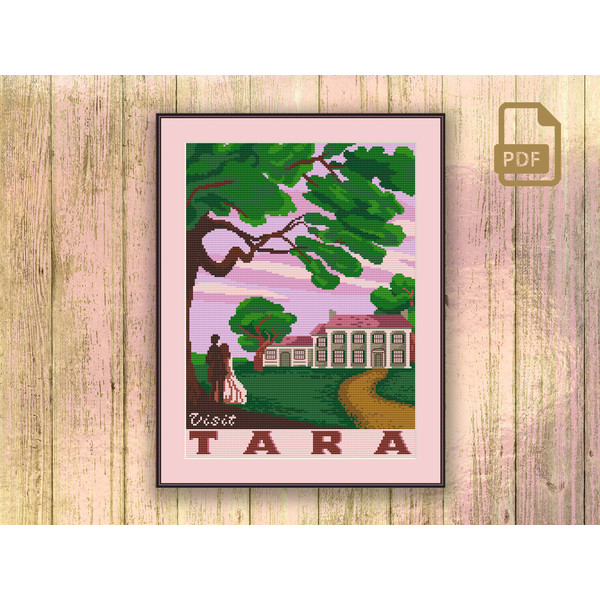 Welcome to Tara Cross Stitch Pattern, Scarlett O Hara, Gone With The Wind Cross Stitch Pattern, Retro Travel Cross Stitch Pattern #tv_052