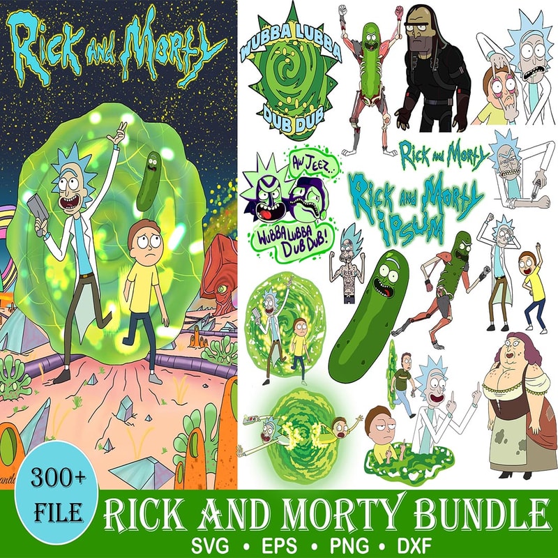 300 Rick and Morty SVG Bundle, Svg Png Dxf Eps Pdf ,Perfect Cut File For Cricut, .jpg