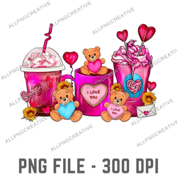 Valentines Day Coffee Cups Valentines Day Png Sublimation Design, Happy Valentine's Day Png,Valentine's Day Coffee Cups