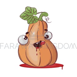 blood pumpkin halloween flat design vector illustration set