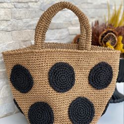 Straw bag Braided Straw Bag Crochet Straw Bag
