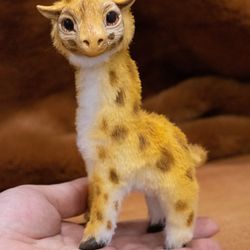 Tiny Giraffe,, ooak ,handmade gift, furry animal, kawaii plush, poseable doll ,black friday
