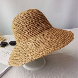 crochet summer straw hat, straw hat, handmade straw hat