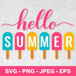 Hello summer SVG. Ice cream SVG. Funny summer sign
