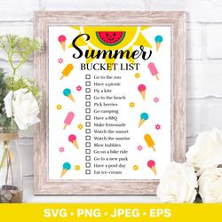 Summer bucket list SVG. Seasonal planner. Funny things to do