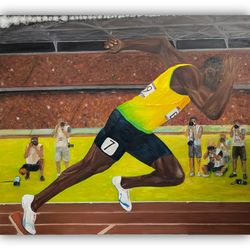 Sports Running Painting Sport Original Art Oil Canvas Wall Art Sport Painting