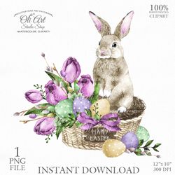Easter Clip Art. Easter bunny. Png File, Hand Drawn graphics. Digital Download. OliArtStudioShop
