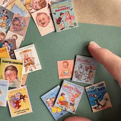 Vintage children's books and postcards, miniatures, dollhouse. DIGITAL DOWNLOAD, doll miniature in 1:12 scale