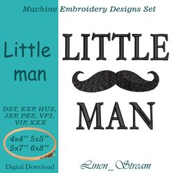 Little man machine embroidery design in 8 formats and 4 sizes