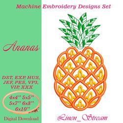 Ananas Machine embroidery design in 8 formats and 5 sizes