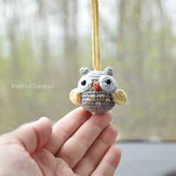owl car charm gift for mom, owl lovers gift for him, owl car accessories, car decor for teens by KnittedToysKsu