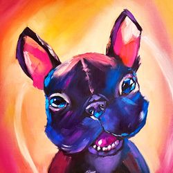 Bulldog Painting Dog Original Art Animal Oil Painting On Canvas