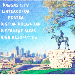 Kansas city watercolor illustration