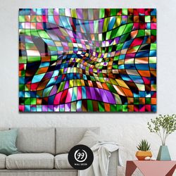 Abstract Pattern Tempered Glass Wall Art, Colorful Abstract Wall Art, Panoramic Wall Art, Canvas Wall Art, Gifting