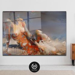 Modern Abstract Tempered Glass Wall Art,Home Decor, Modern Wall Art, Panoramic Wall Decor, Abstract Women Posters