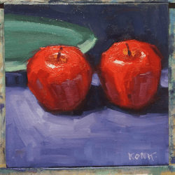 Original Oil painting Together Still life painting Apple painting Gift painting Bright Painting