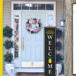 Summer Porch Sign. Vertical Welcome Sign SVG. Pineapple sign