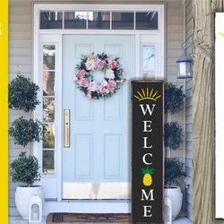 summer porch sign. vertical welcome sign svg. pineapple sign
