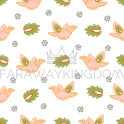 blue birds folk ethnic vector illustration seamless pattern