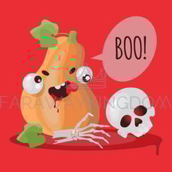 boo halloween pumpkin funny cartoon vector illustration set