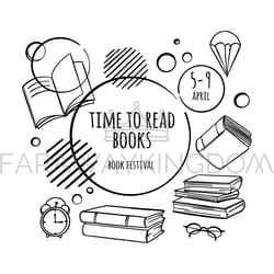 book festival banner bookstore library concept illustration