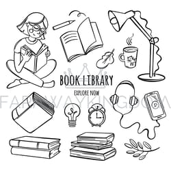book library monochrome bookstore online concept education