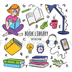 book library concept bookstore online learning of students