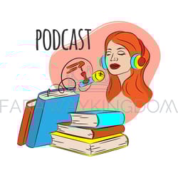 book podcast listening player internet vector illustration