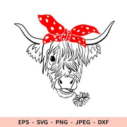 Cow Svg Cut File Cow Face Clipart Cow with Bandana Svg File for Cricut