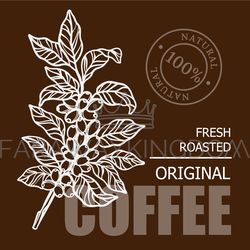 BRANCH OF COFFEE Design Sticker Label Vector Illustration Set