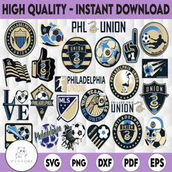 24 files mls logo philadelphia union, philadelphia union svg, mls bundle svg, mls team svg, soccer logo