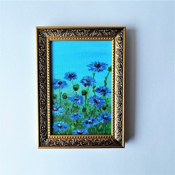 Wildflowers-painting-acrylic-cornflowers-wall-decor-for-living-room